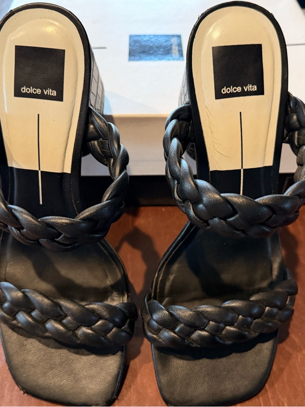Dolce Vita Black Braided Double-Strap Slide Sandals